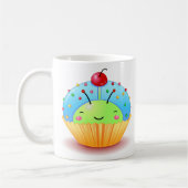 青いてんとう虫のカップケーキのマグ コーヒーマグカップ (左)