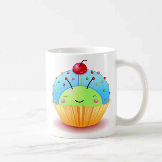 青いてんとう虫のカップケーキのマグ コーヒーマグカップ (右)