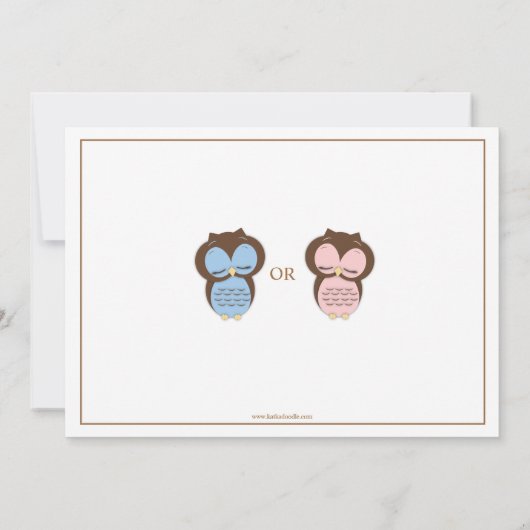 青いですかピンクのコキンメフクロウのベビーの性はパーティーを明らかにします 招待状 (裏面)