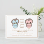 青いですかピンクのフクロウのベビーの性はパーティーを明らかにします 招待状 (スタンド正面)