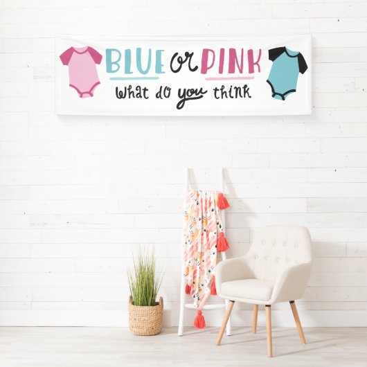 青いですかピンクのベビーの性はパーティーのシャワーを明らかにします 横断幕 (インサイチュ)