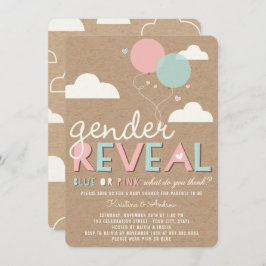 青いですかピンクのベビーの性はパーティーの招待を明らかにします 招待状