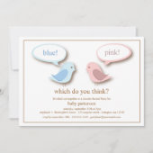 青いですかピンクの小さい鳥の性はパーティーを明らかにします 招待状 (正面)