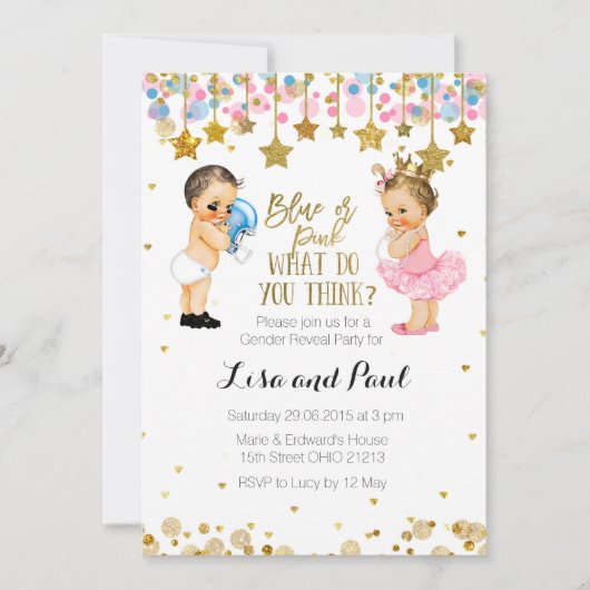 青いですかピンクの性は招待を明らかにします 招待状 (正面)