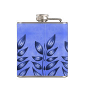 青いとがった葉が付いている美しく装飾的な植物 フラスク (裏面)