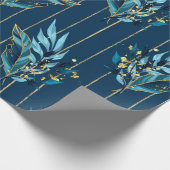 青いと葉ストライプ ラッピングペーパー (角)