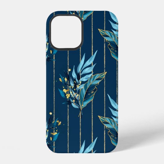 青いと葉ストライプ iPhoneケース (裏面)