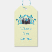 青いと蝶の葉カメラありがとう ギフトタグ (正面)