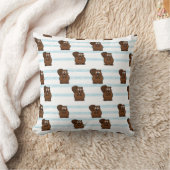 青いにビーバーストライプ クッション (ブランケット)