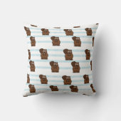 青いにビーバーストライプ クッション (裏面)