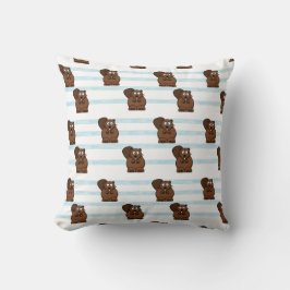 青いにビーバーストライプ クッション