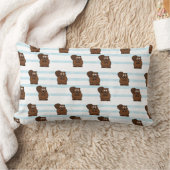 青いにビーバーストライプ ランバークッション (ブランケット)