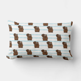 青いにビーバーストライプ ランバークッション