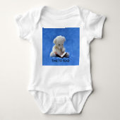 青いぬいぐるみ読動物、ZKOAへのテディベア時間 ベビーボディスーツ (正面)