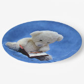 青いぬいぐるみ読動物、ZKOAへのテディベア時間 ペーパープレート (アングル)