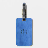 青いぬいぐるみ読動物、ZKOAへのテディベア時間 ラゲッジタグ (裏面縦)