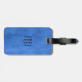 青いぬいぐるみ読動物、ZKOAへのテディベア時間 ラゲッジタグ (裏面横)