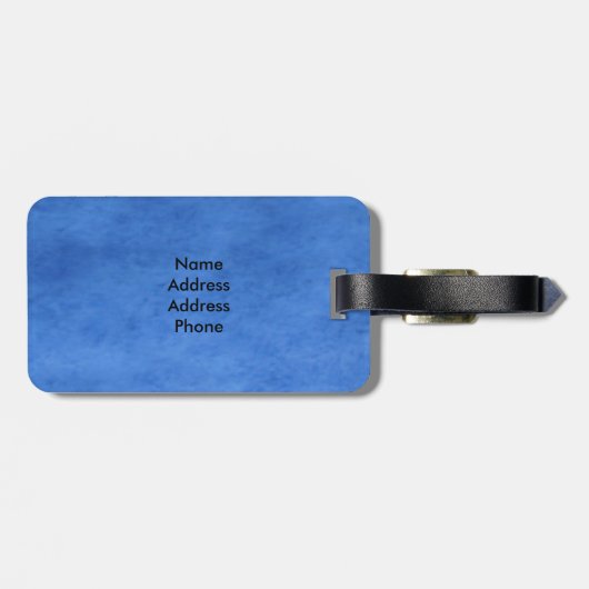 青いぬいぐるみ読動物、ZKOAへのテディベア時間 ラゲッジタグ (裏面横)