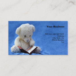 青いぬいぐるみ読動物、ZKOAへのテディベア時間 名刺