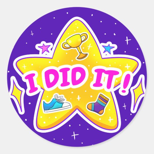 青いの丸クラシックいステッカー ラウンドシール (正面)