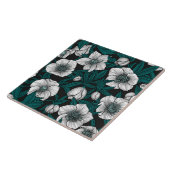 青いの白いヘ葉ルボア タイル (側面)