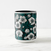 青いの白いヘ葉ルボア マグカップ (中央)