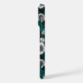 青いの白いヘ葉ルボア iPhoneケース (左側面)