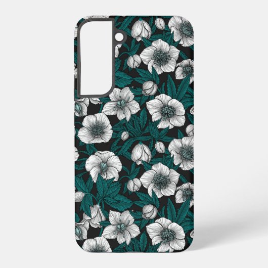 青いの白いヘ葉ルボア SAMSUNG GALAXYケース (裏面)