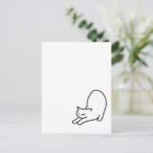 青いはがきに猫のドールを伸ばす ポストカード (スタンド正面)