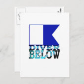 青いはがきの下に潜る人 ポストカード (正面/裏面)