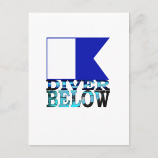 青いはがきの下に潜る人 ポストカード