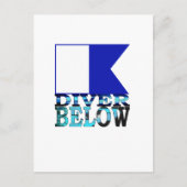 青いはがきの下に潜る人 ポストカード (正面)