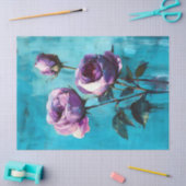 青いはっきりしたバラの紫色のデコページ 薄葉紙 (クラフト)