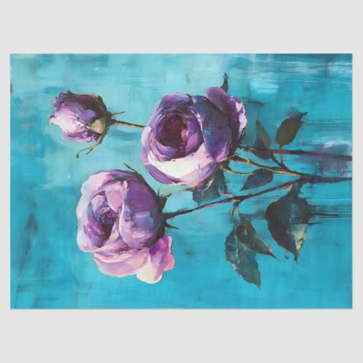 青いはっきりしたバラの紫色のデコページ 薄葉紙 (正面)