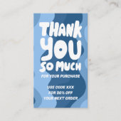 青いはっきりした曲線の順序ありがとう社会QRコード 名刺 (正面)