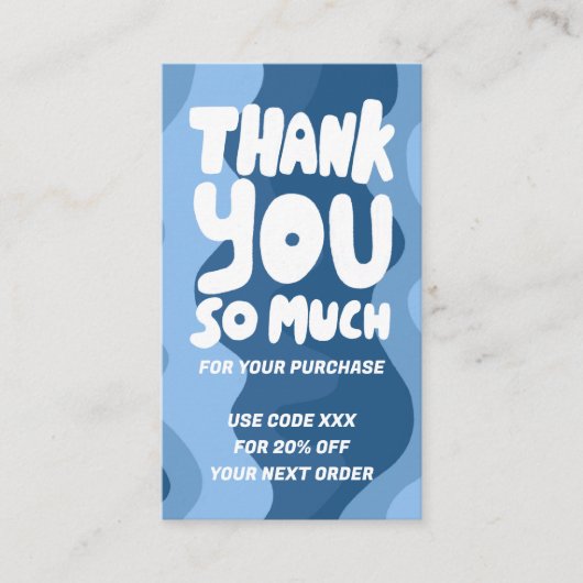 青いはっきりした曲線の順序ありがとう社会QRコード 名刺 (正面)