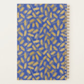 青いはっきりした背景の金ゴールドパターン プランナー手帳 (裏面)