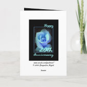 青いばらのかわいい花の20周年結婚記念カード カード (裏面)