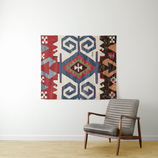 青いひし形矢印コンヤカウボーイサドル  タペストリー (インサイチュ(横))