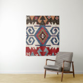 青いひし形矢印コンヤカウボーイサドル  タペストリー (インサイチュ)