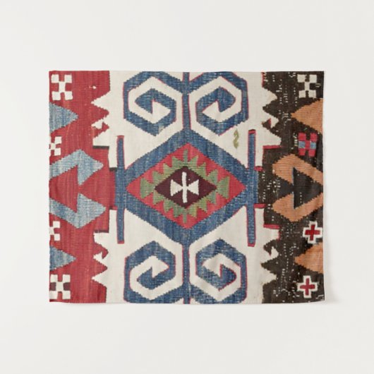 青いひし形矢印コンヤカウボーイサドル  タペストリー (正面(横))