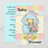 青いひよこのカスタムなベビーシャワーの招待状 招待状 (正面/裏面)