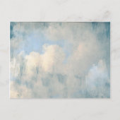 青いふわふわの雲のペイント背景 ポストカード (正面)