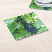青いぶどう スクエアペーパーコースター (アングル)