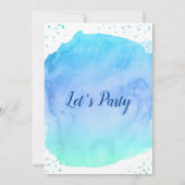 青いぼかし水彩筆致の金ラメ 招待状 (裏面)