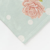 青いみすぼ淡い色のらしいシックな水玉模様の白いピンクフローラ フリースブランケット (角)