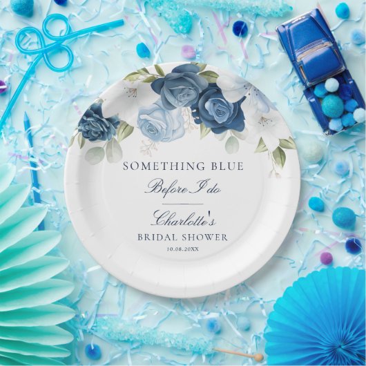 青いものが欲しい ブライダルシャワーの花 ペーパープレート (パーティー)