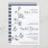 青いものが私の前に！ フラワーブライダルシャワー 招待状 (正面/裏面)