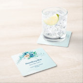 青いものが私の前に 花のブライダルシャワー スクエアペーパーコースター (インサイチュ)