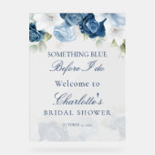 青いものを前に結婚式のフラワーパーティー アクリルサイン (正面)